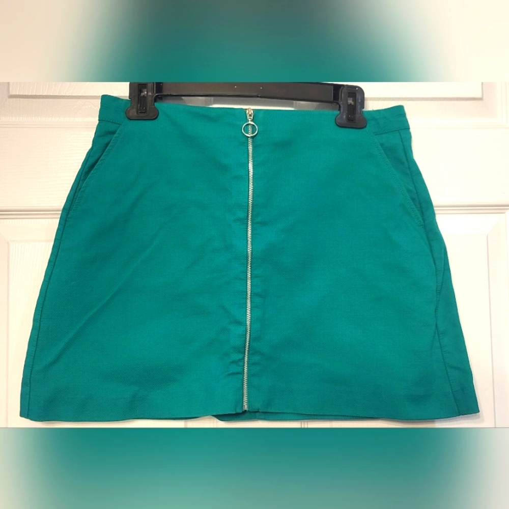 Beautiful Zara Green Front Zip A Line Mini Skirt Size Large Mermaidcore